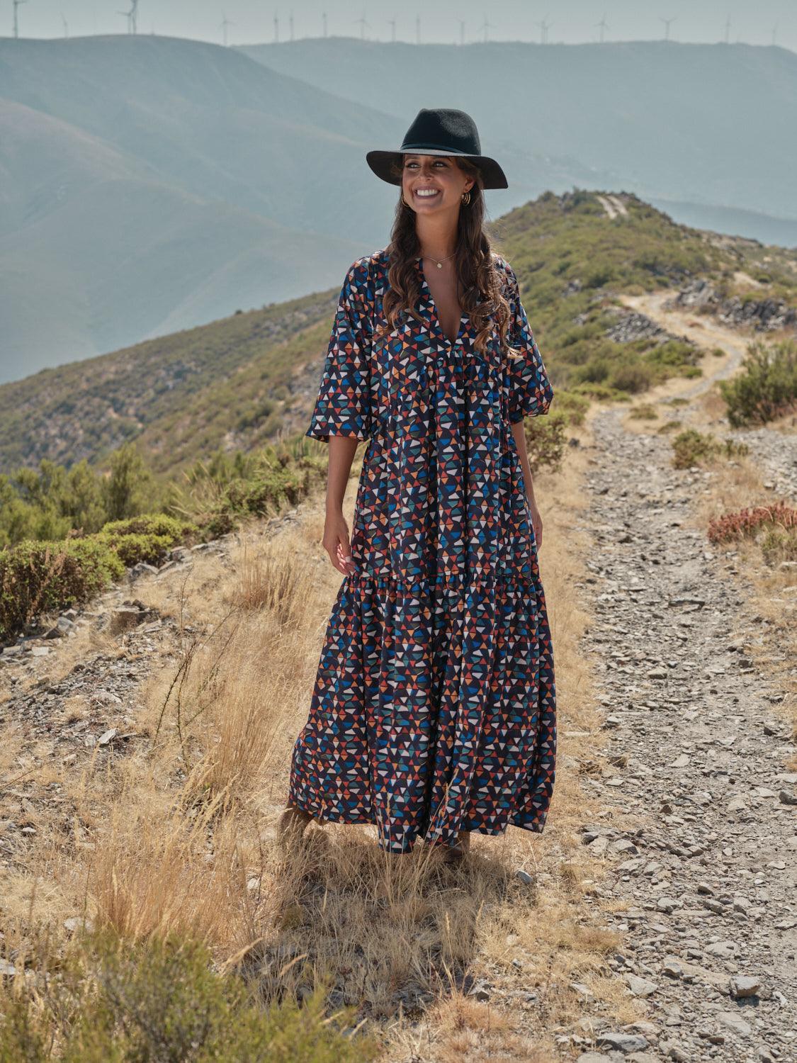 vestido largo estampado