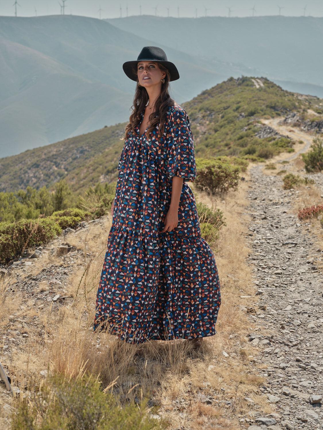 vestido largo estampado