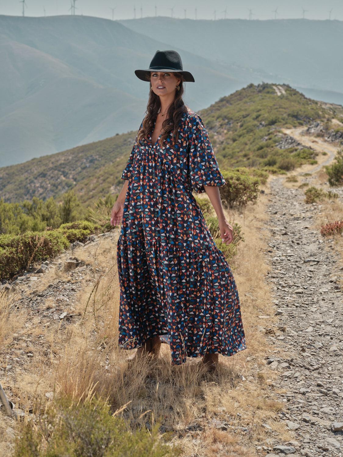 vestido largo estampado