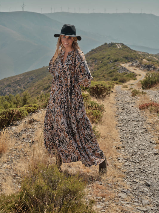 vestido largo estampado