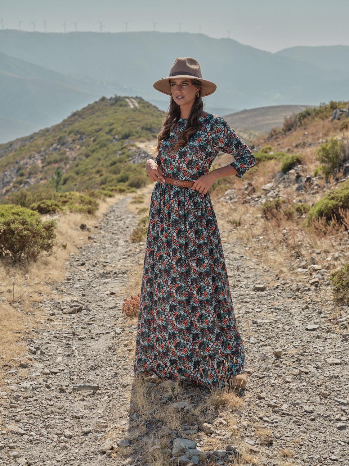 vestido largo estampado