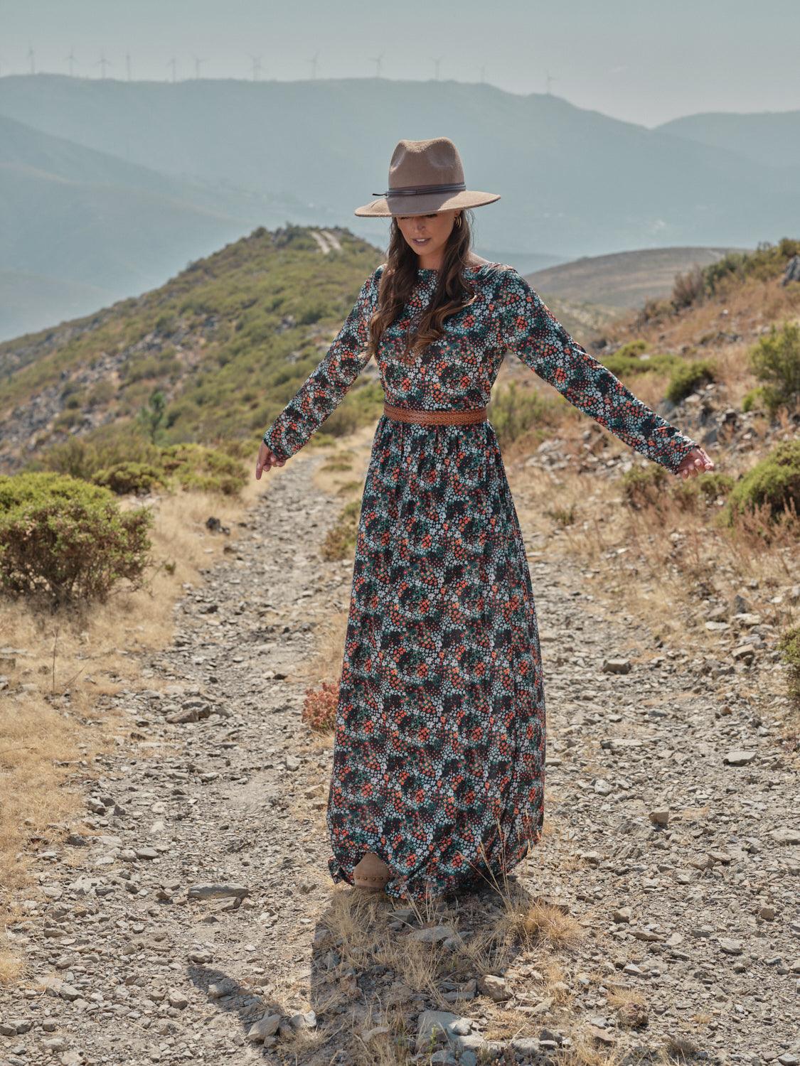 vestido largo estampado