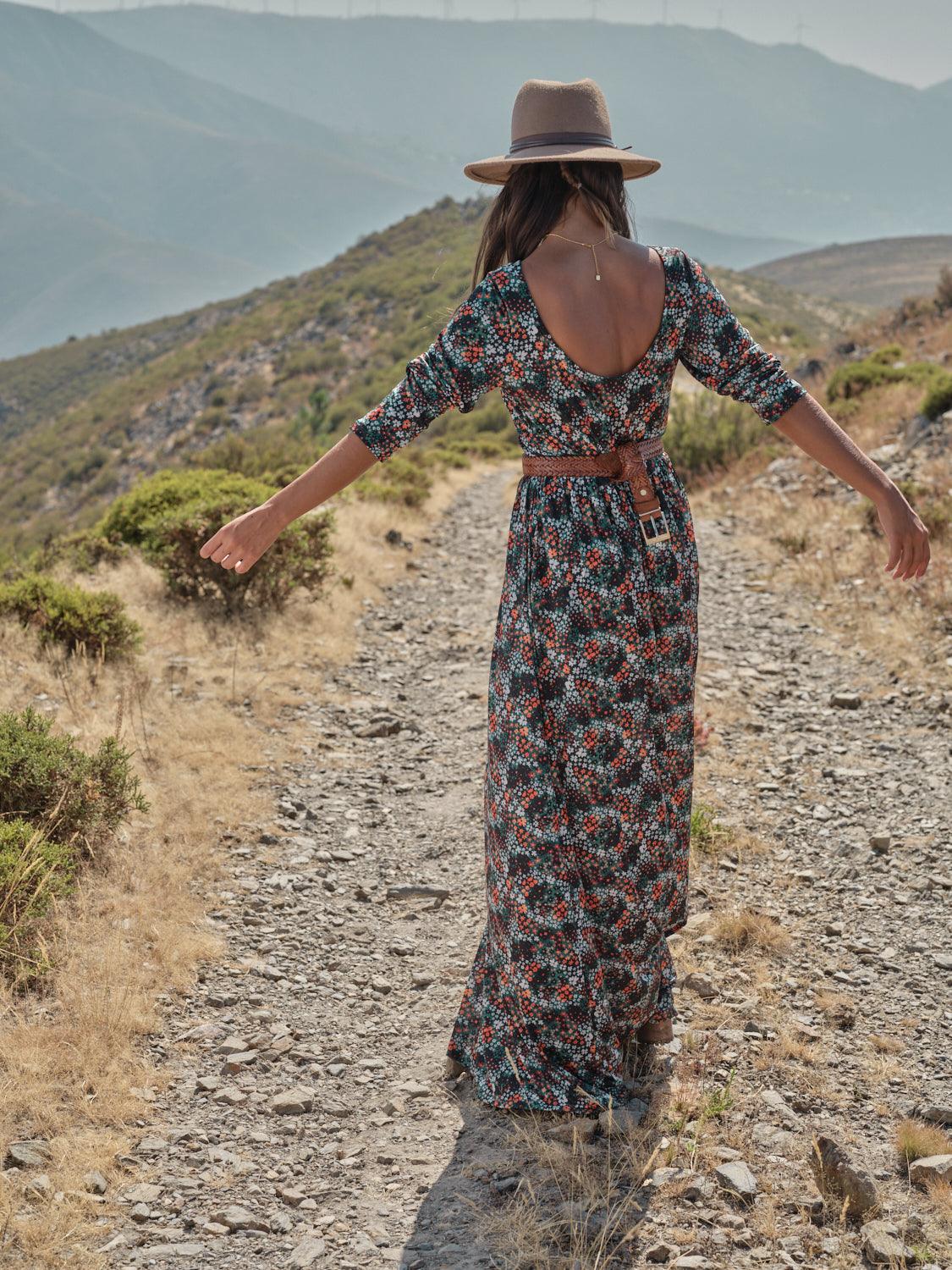 vestido largo estampado