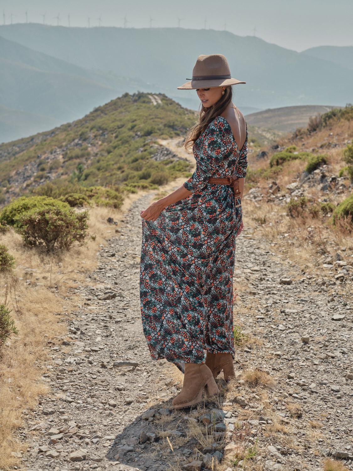 vestido largo estampado