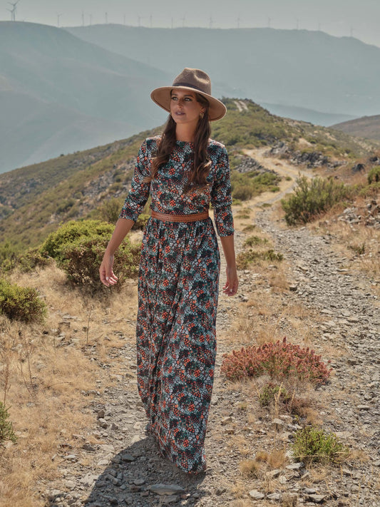 vestido largo estampado