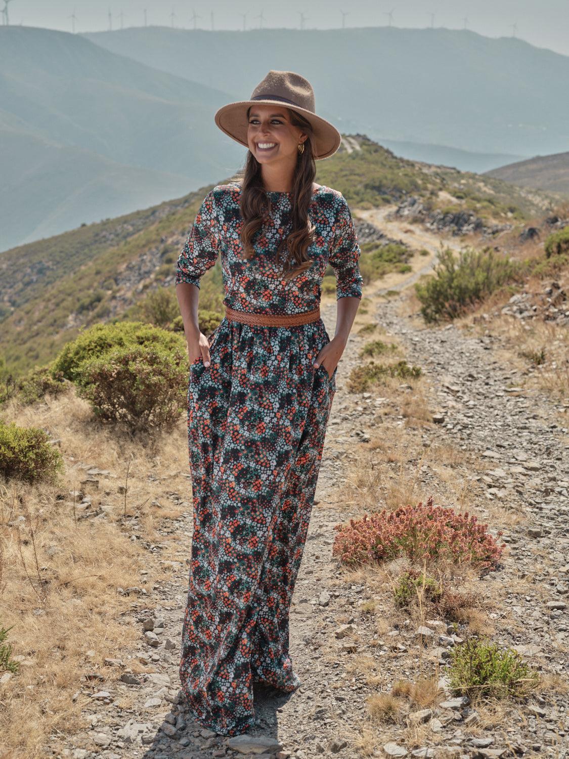 vestido largo estampado