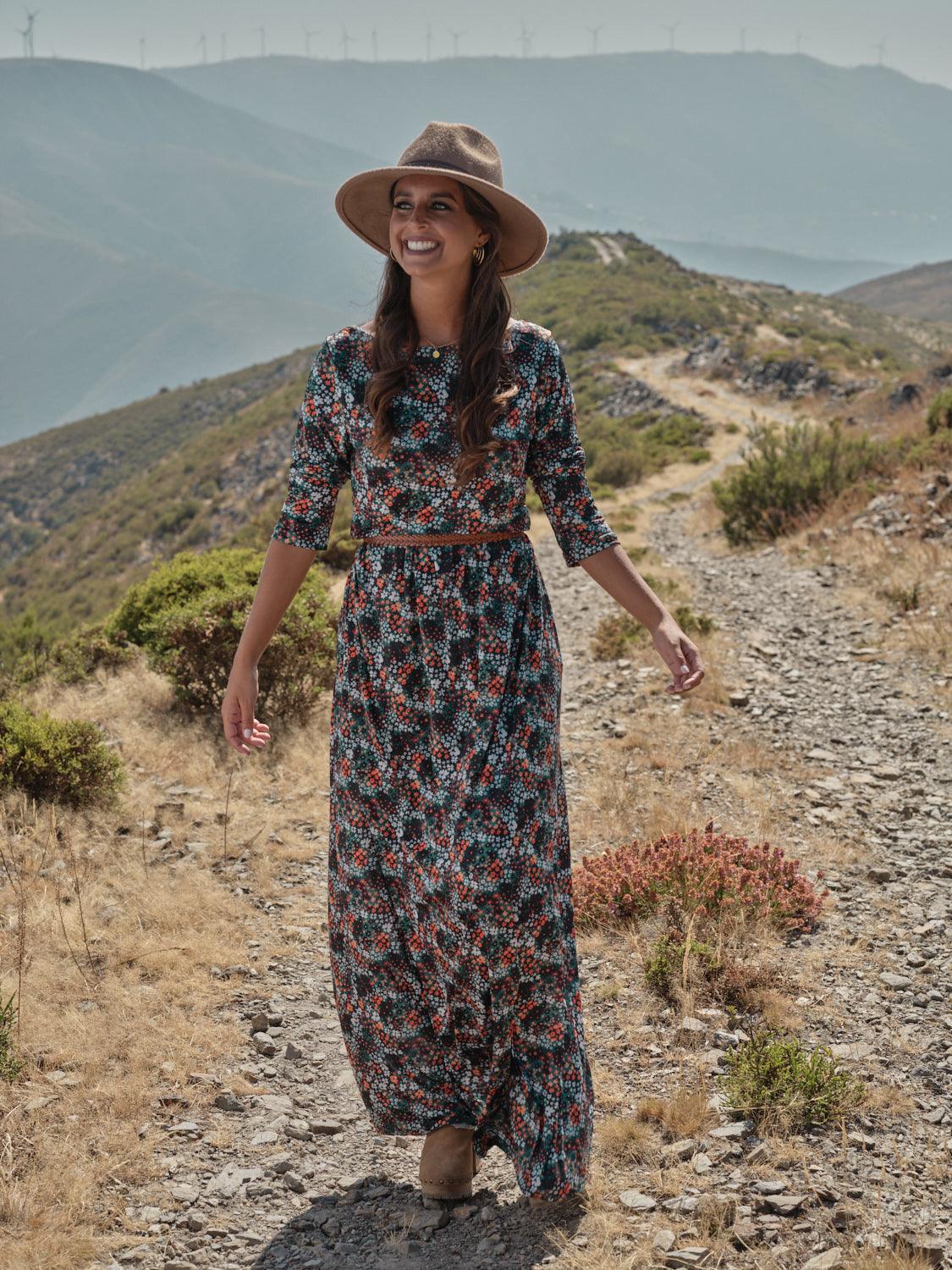vestido largo estampado