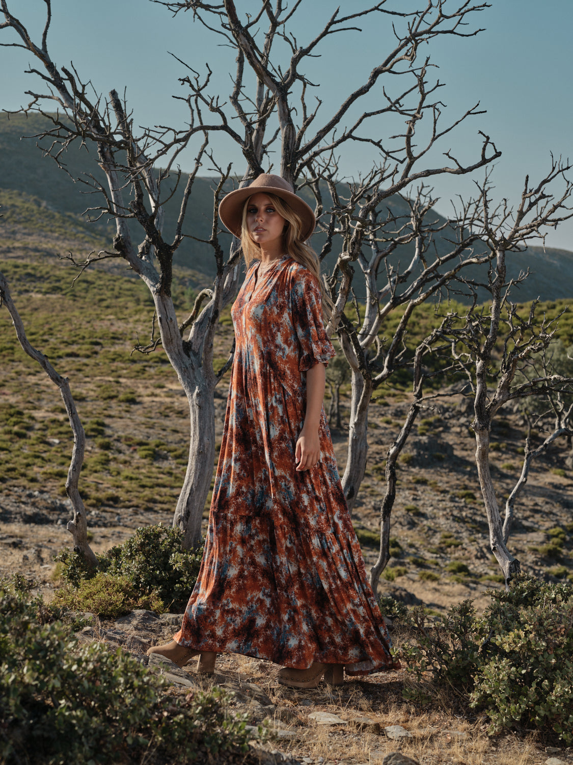 vestido largo estampado