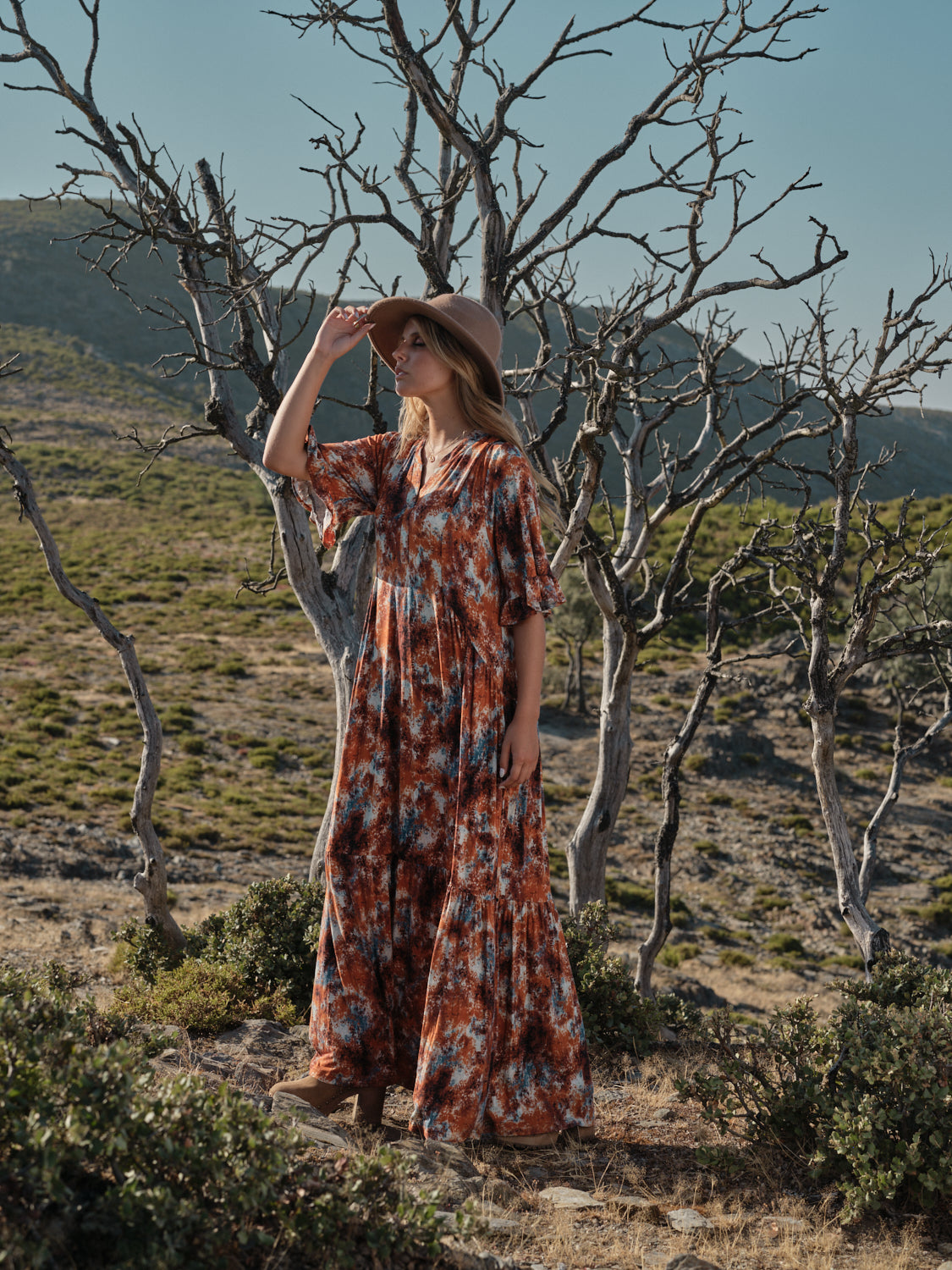 vestido largo estampado