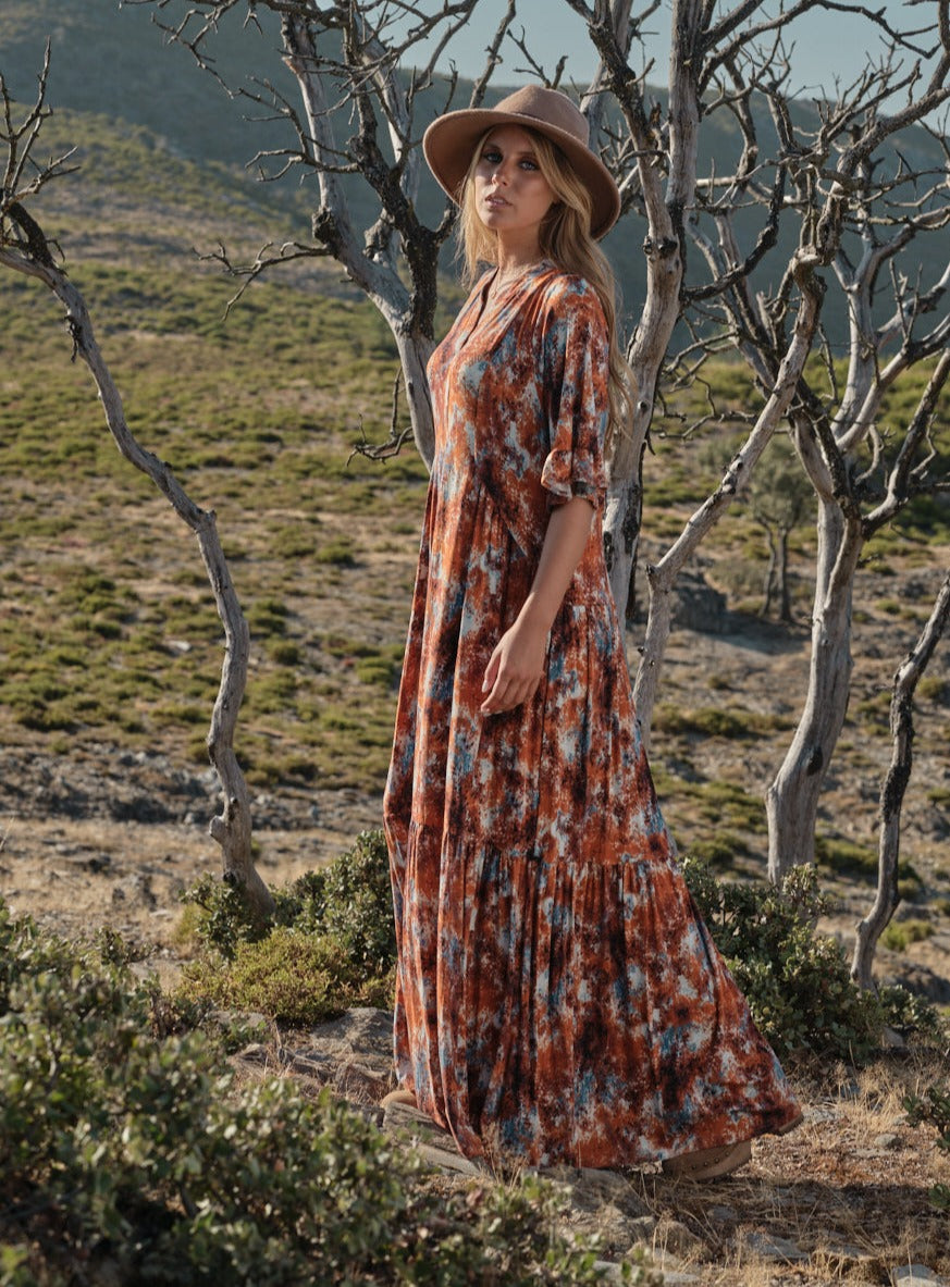 vestido largo estampado