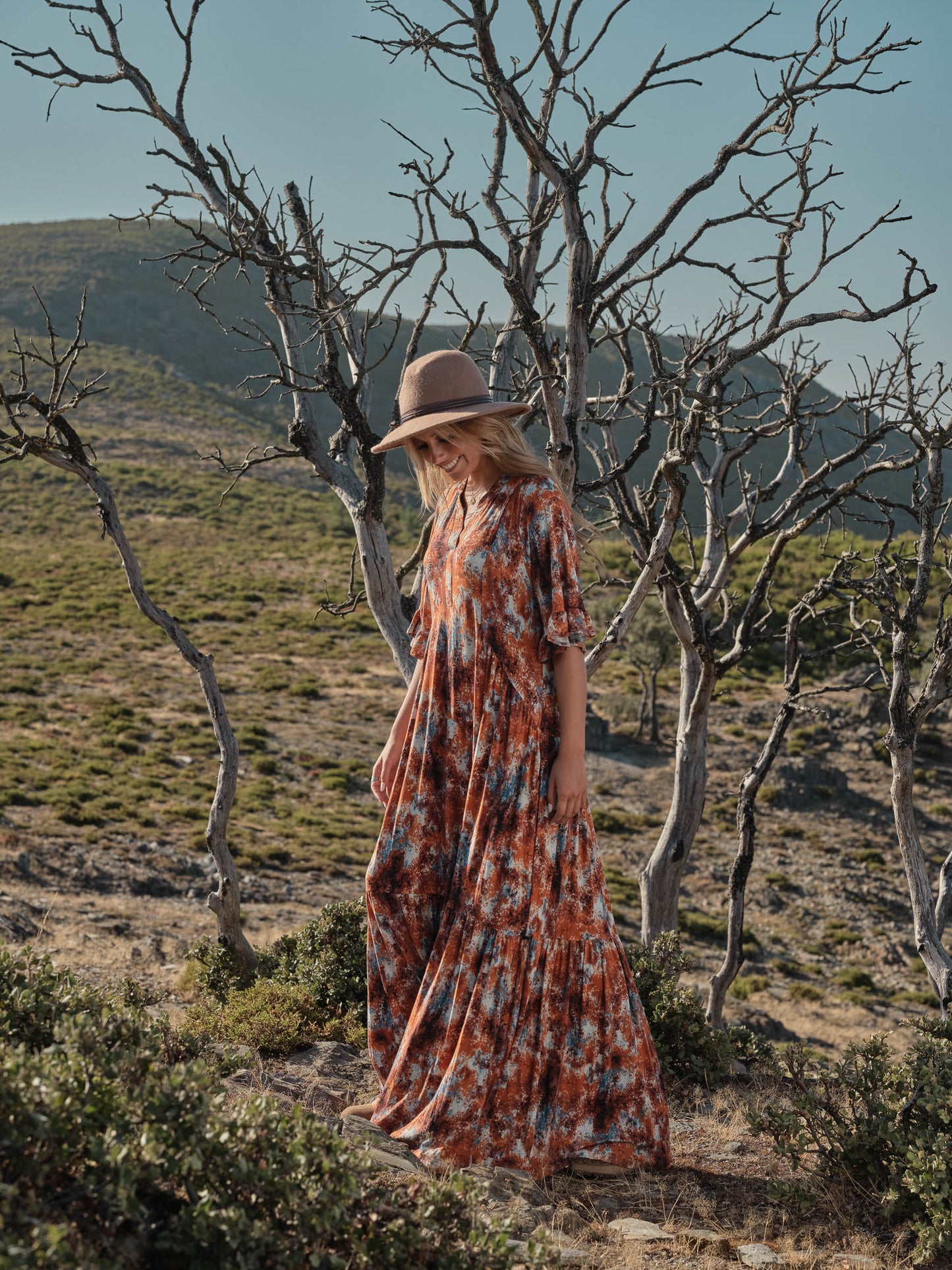 vestido largo estampado