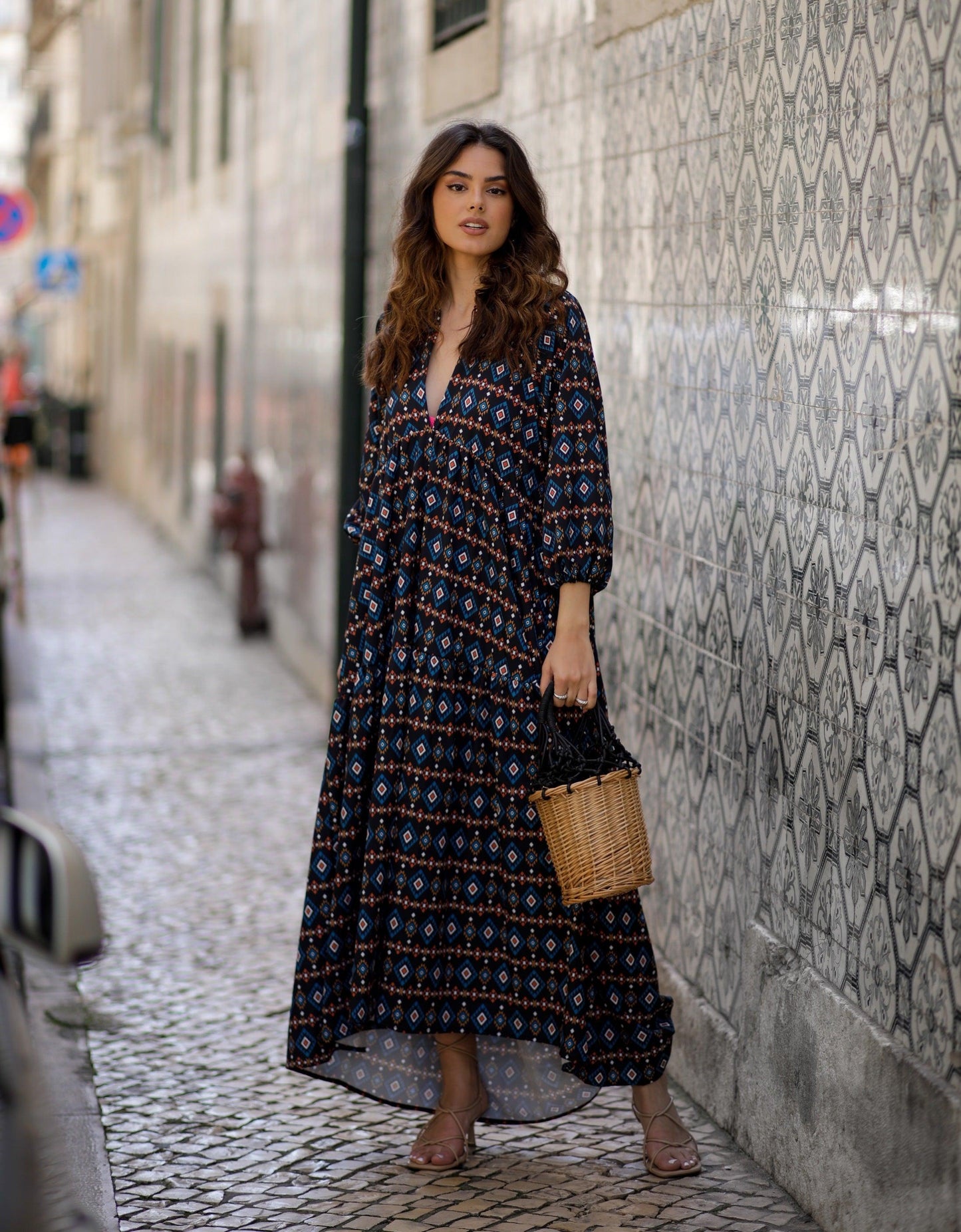 vestido largo estampado