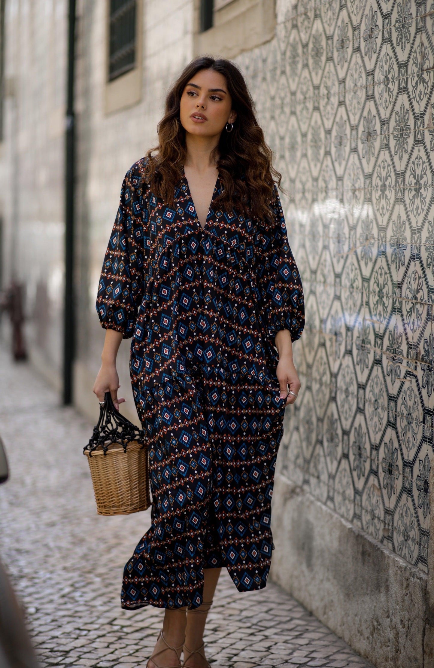 vestido largo estampado