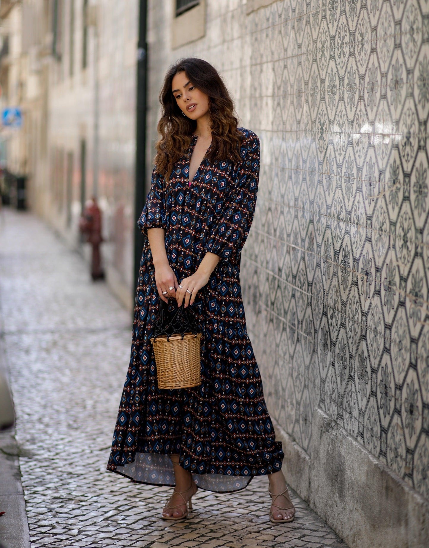 vestido largo estampado