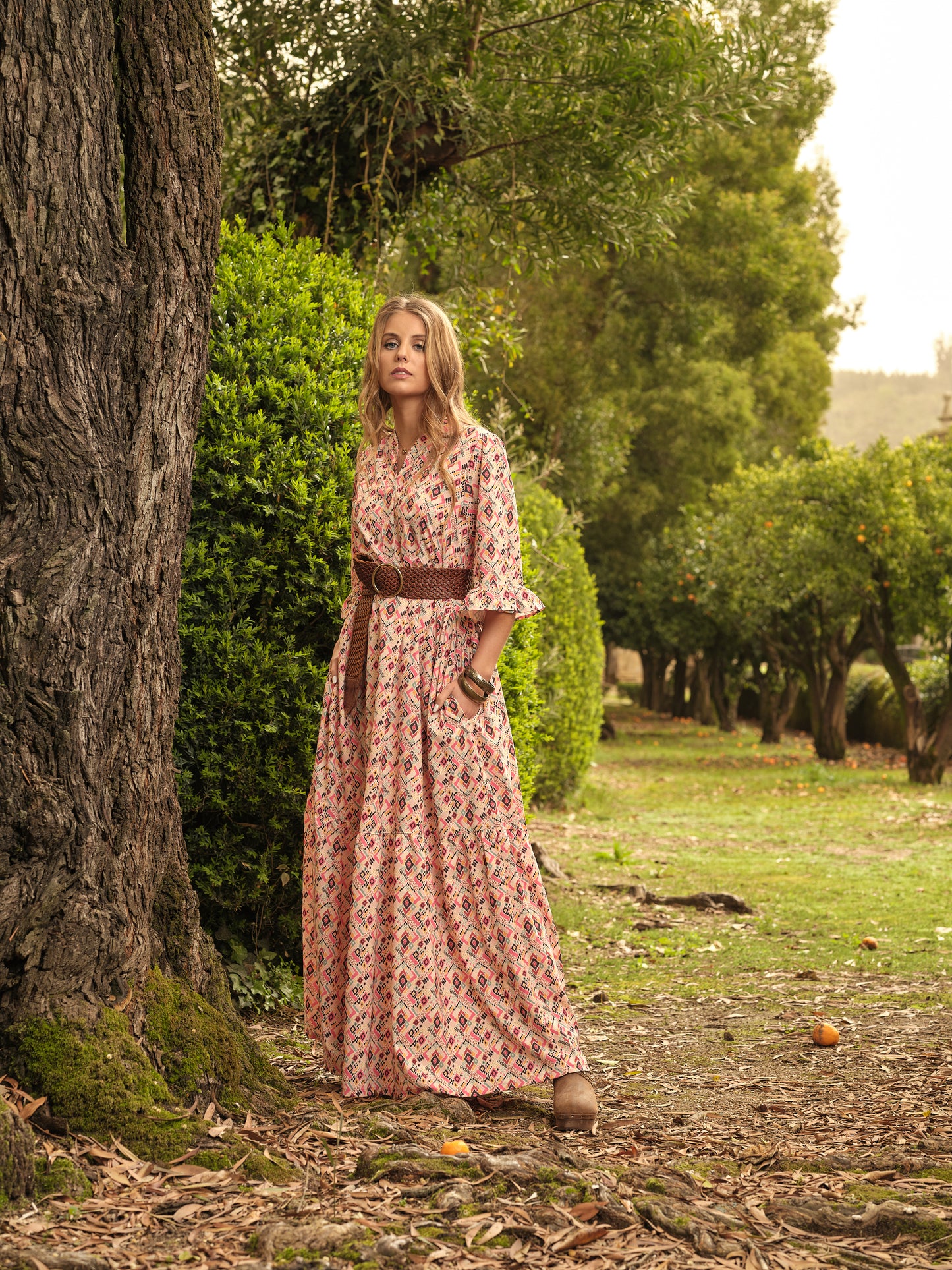 vestido largo estampado