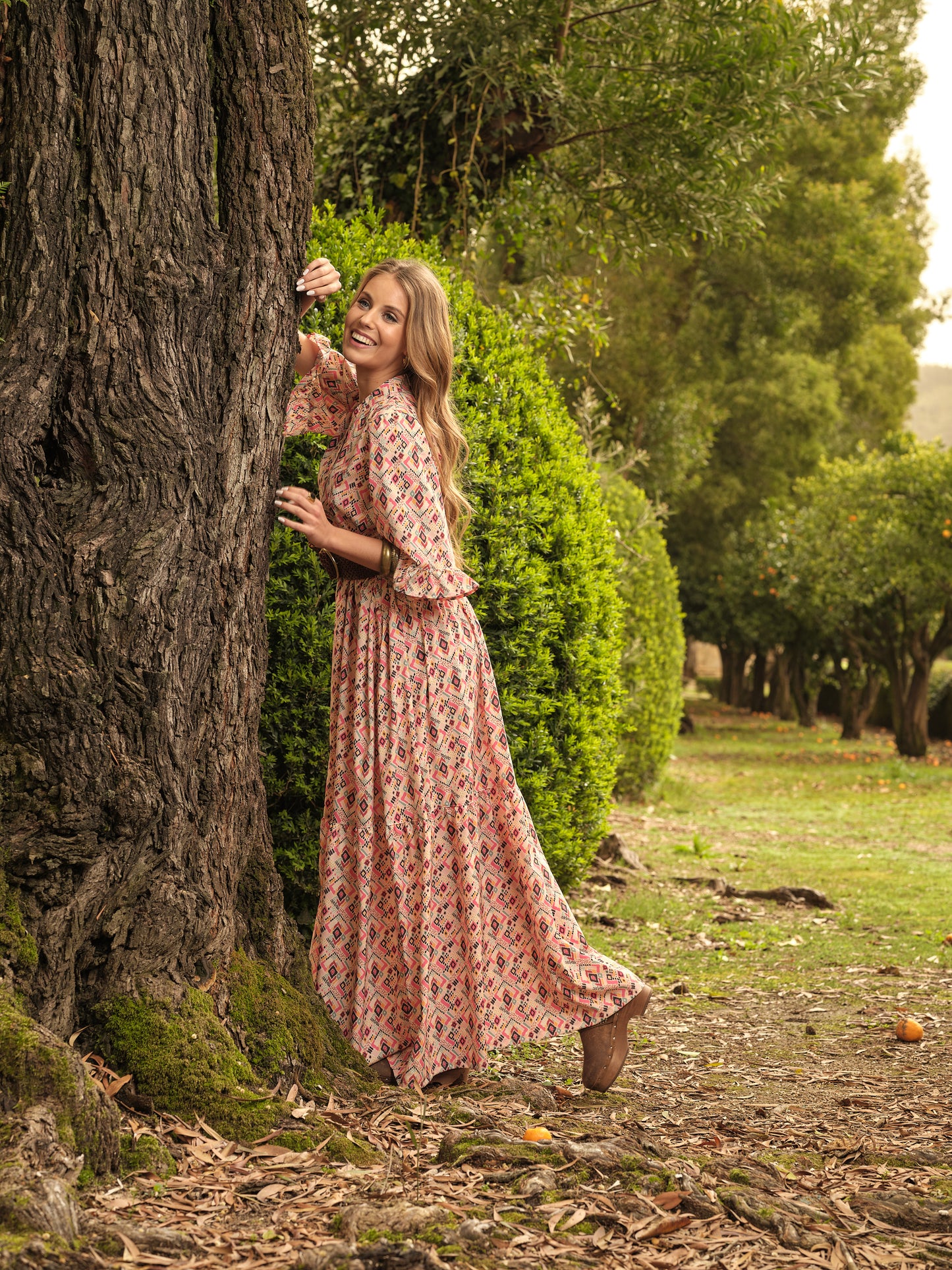 vestido largo estampado