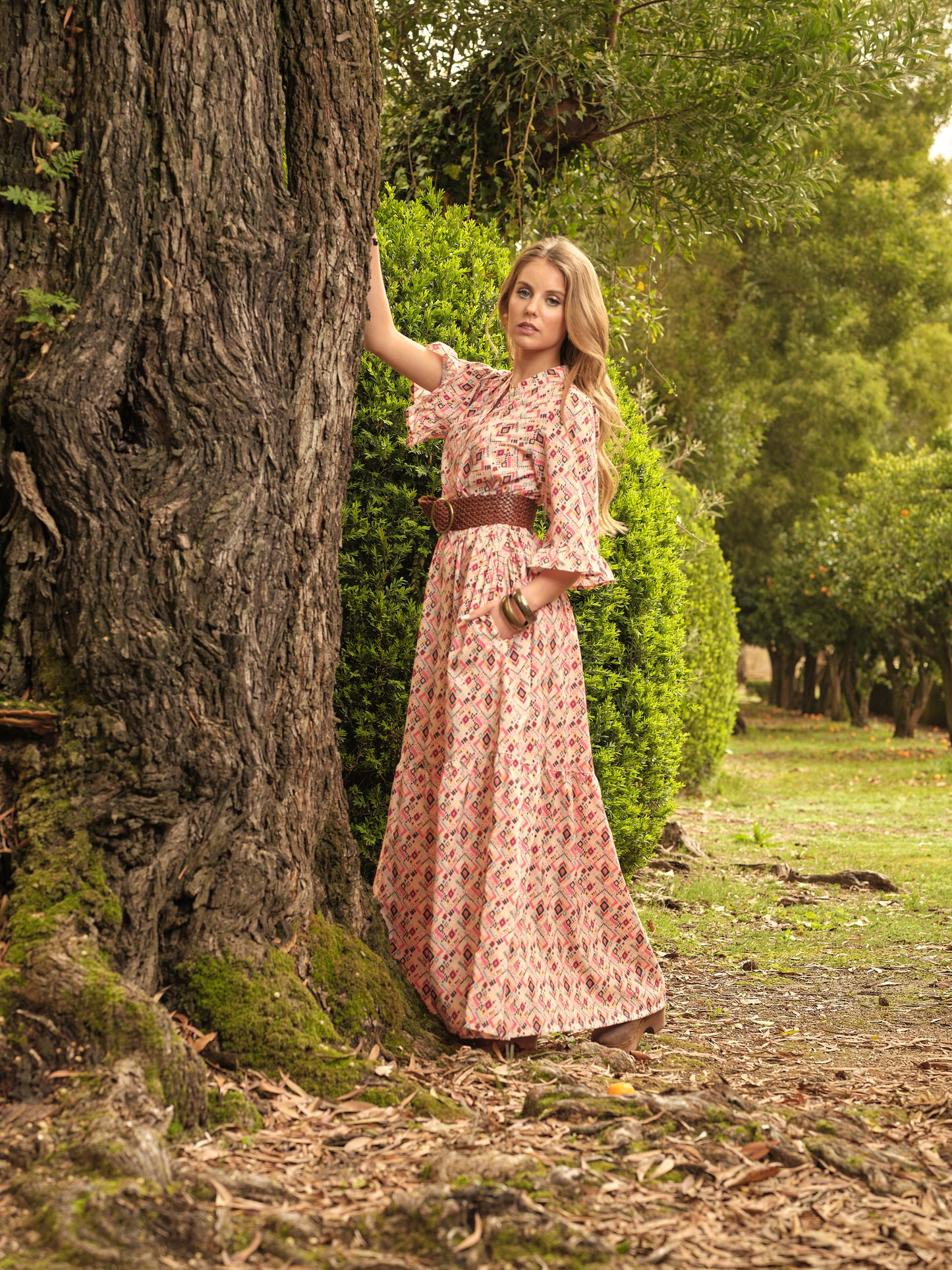 vestido largo estampado