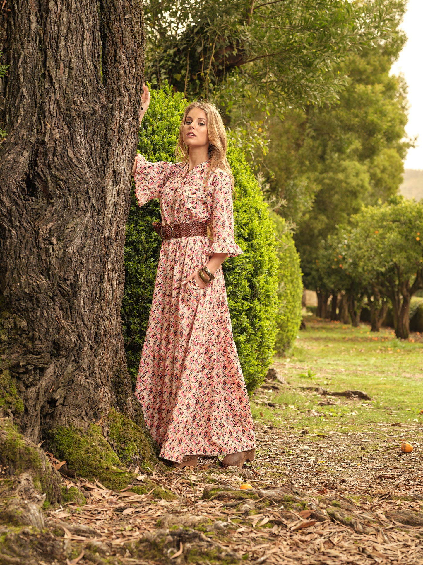 vestido largo estampado