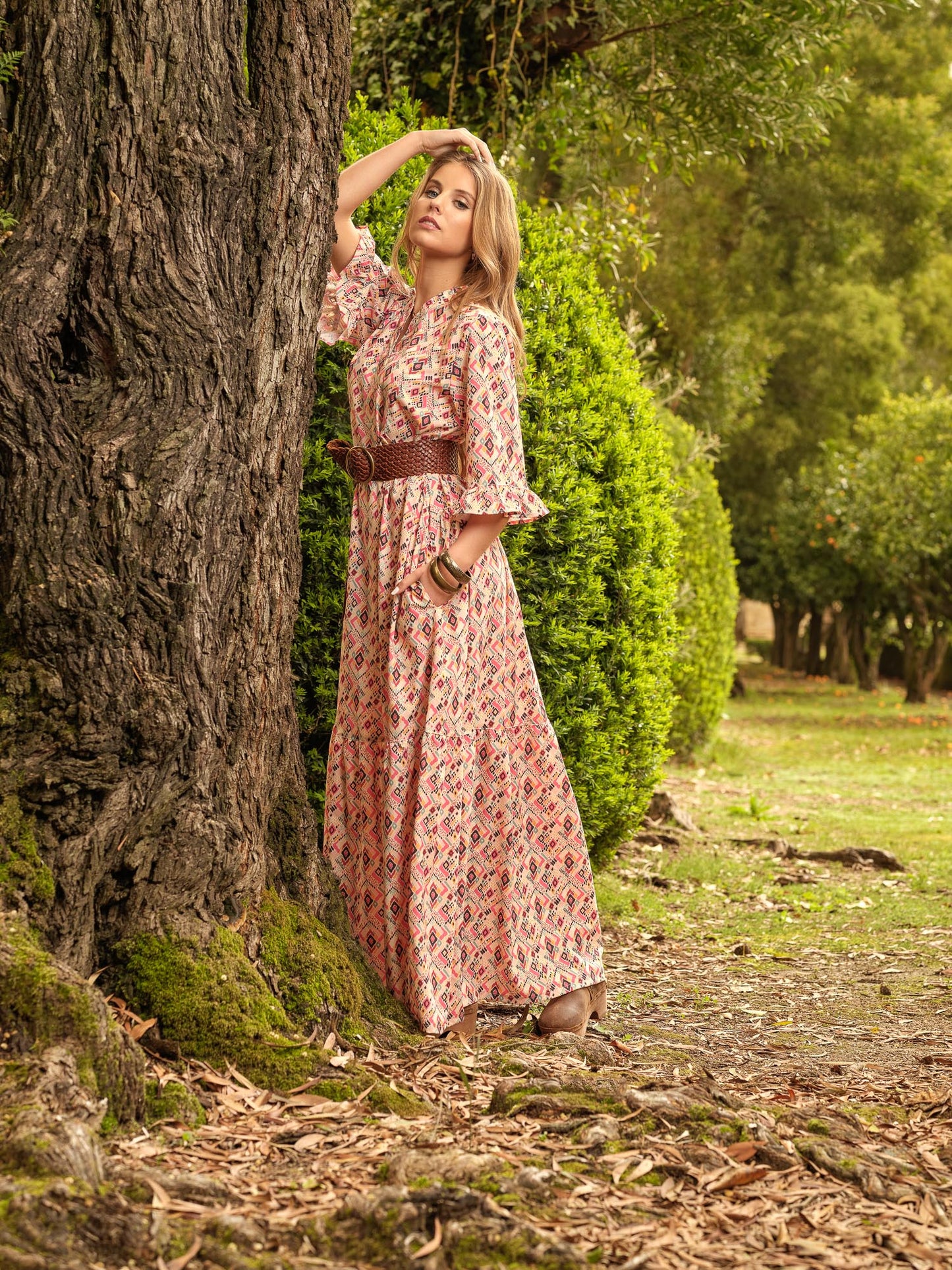 vestido largo estampado