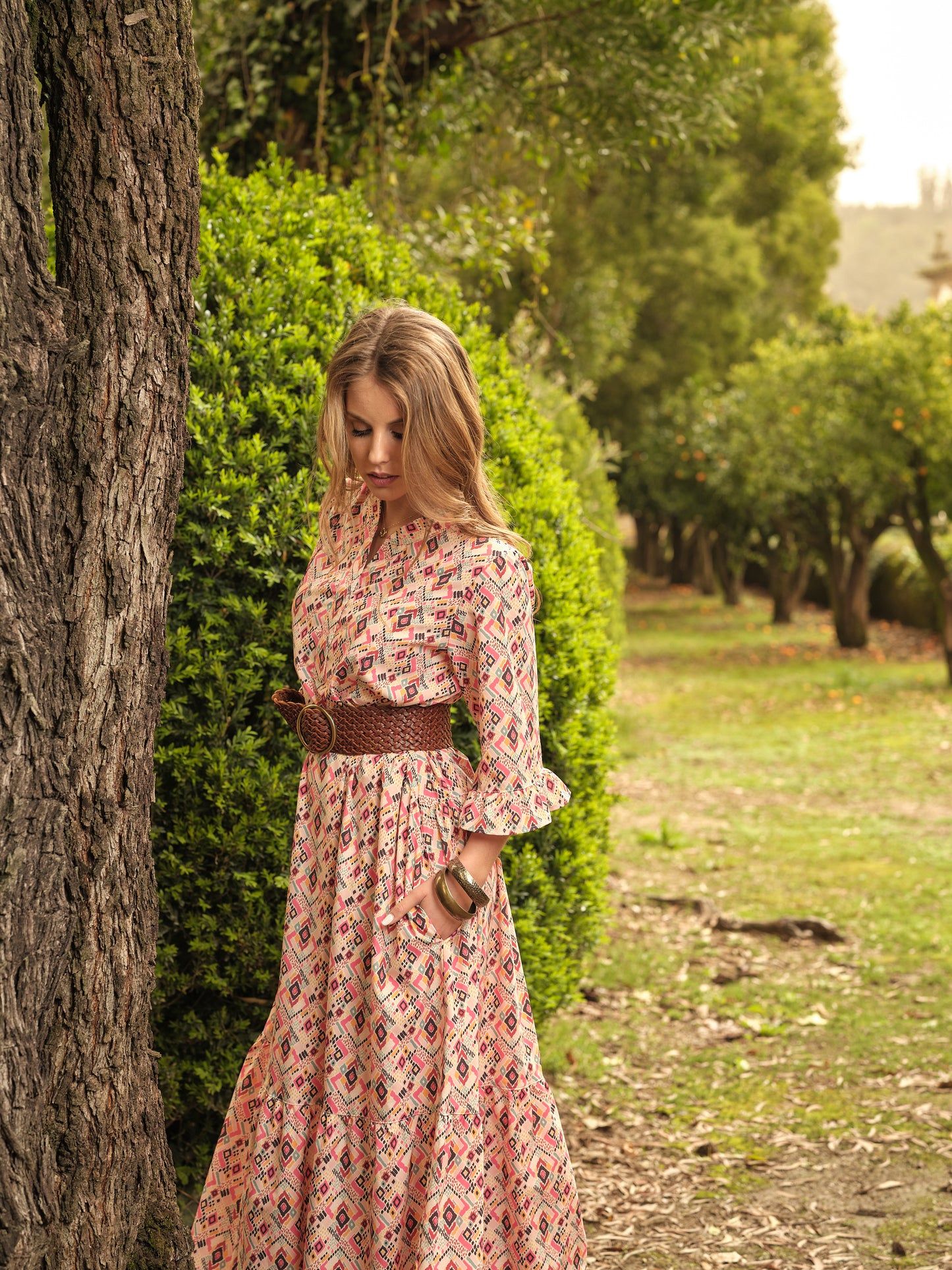 vestido largo estampado