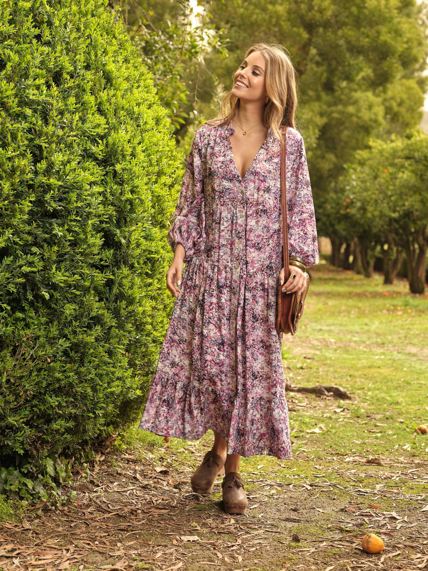 Vestido largo con estampado floral