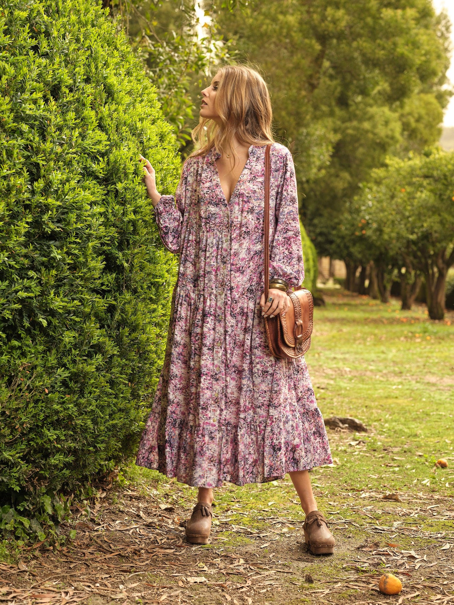 Vestido largo con estampado floral