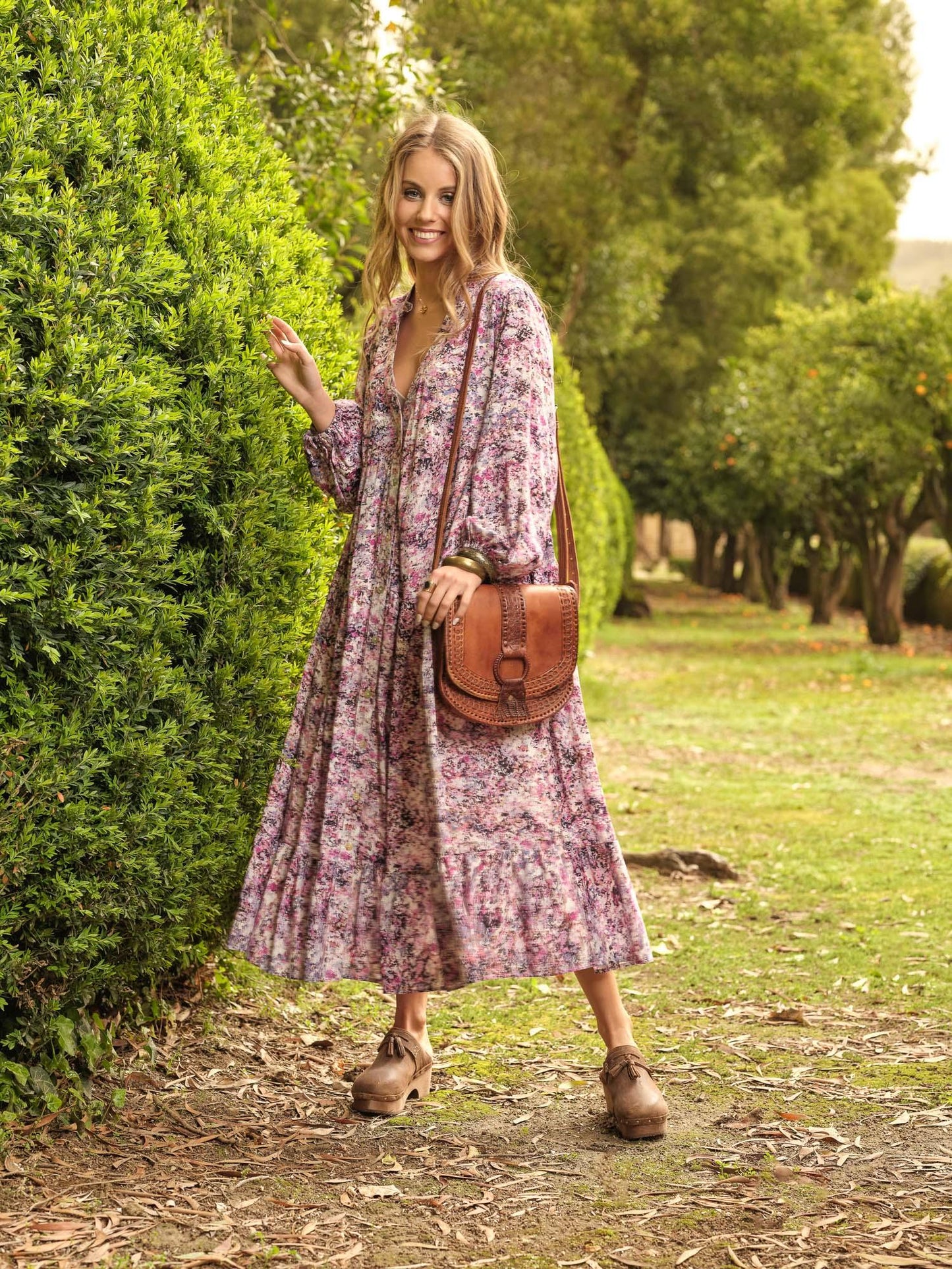 Vestido largo con estampado floral