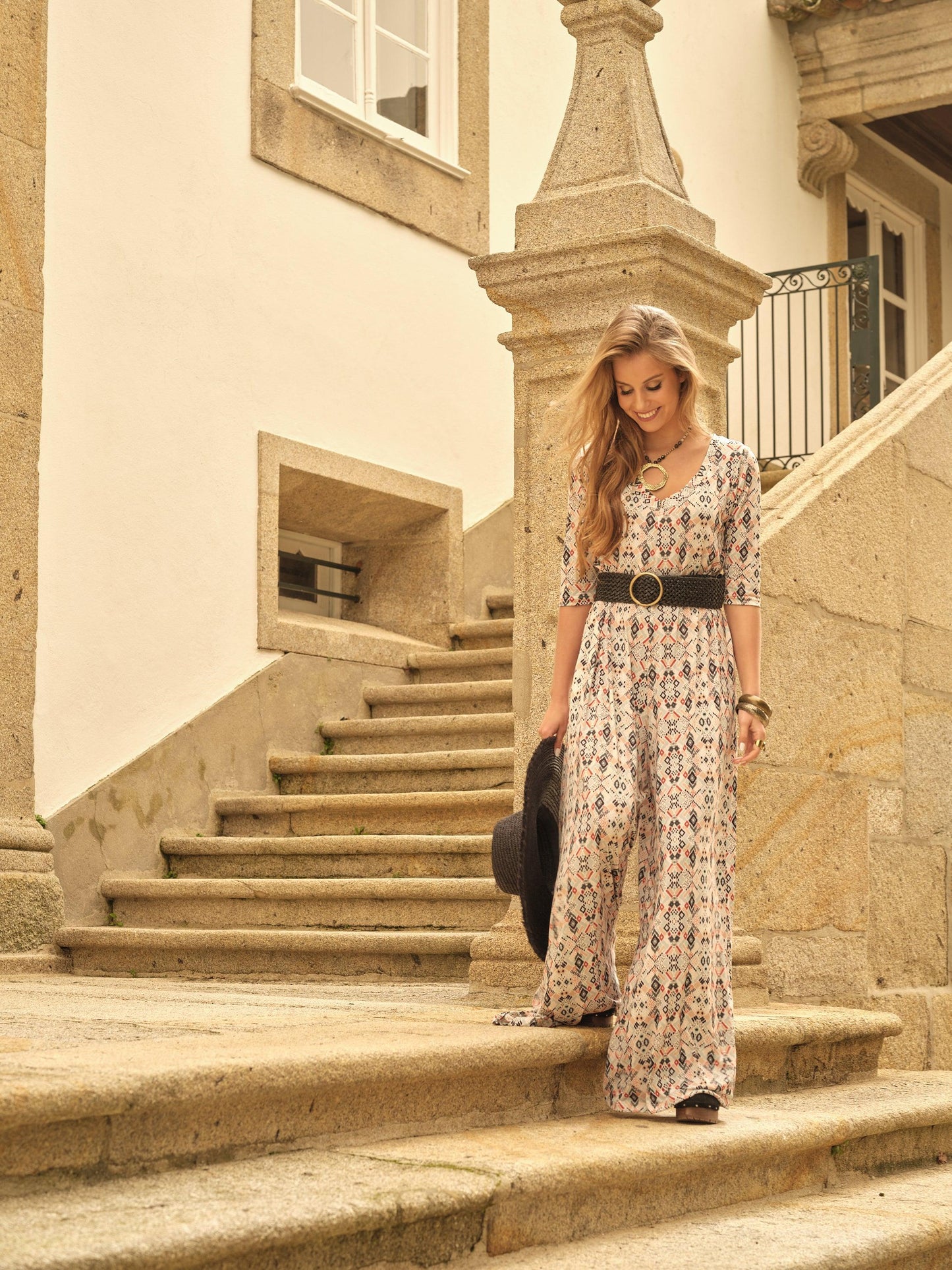Mono largo de malla estampada