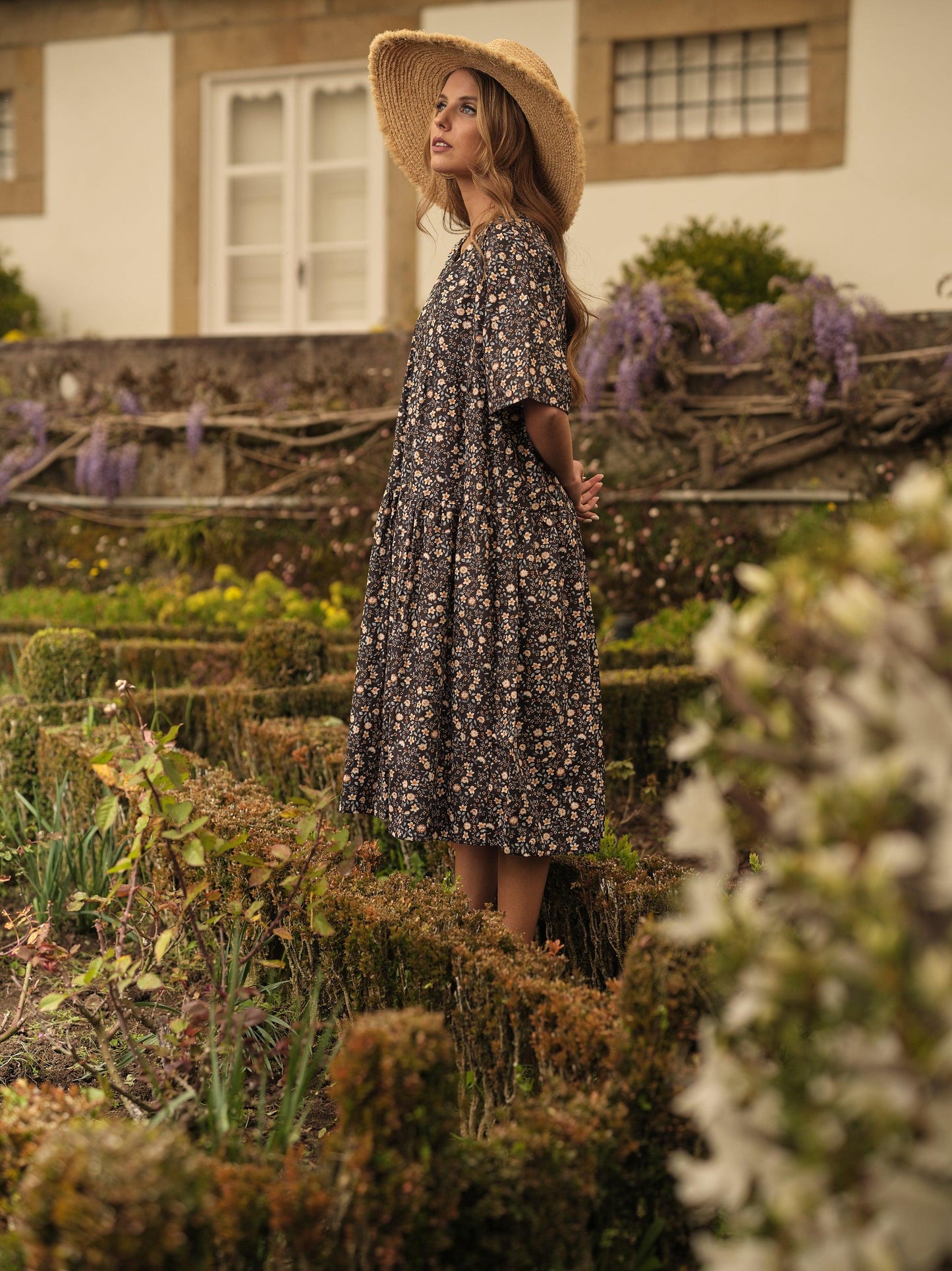 vestido midi floral