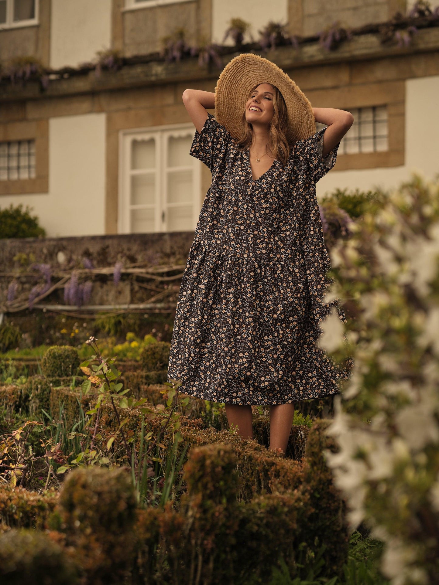 vestido midi floral