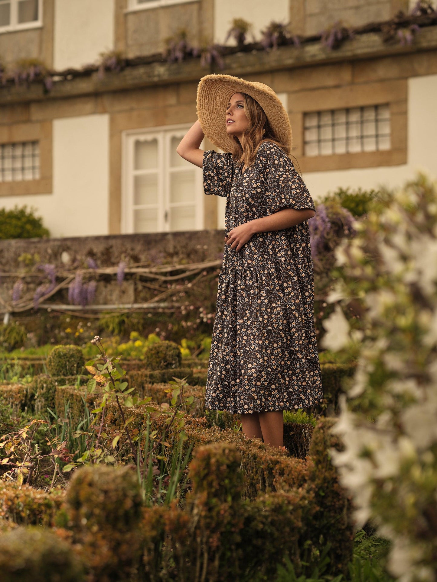 vestido midi floral