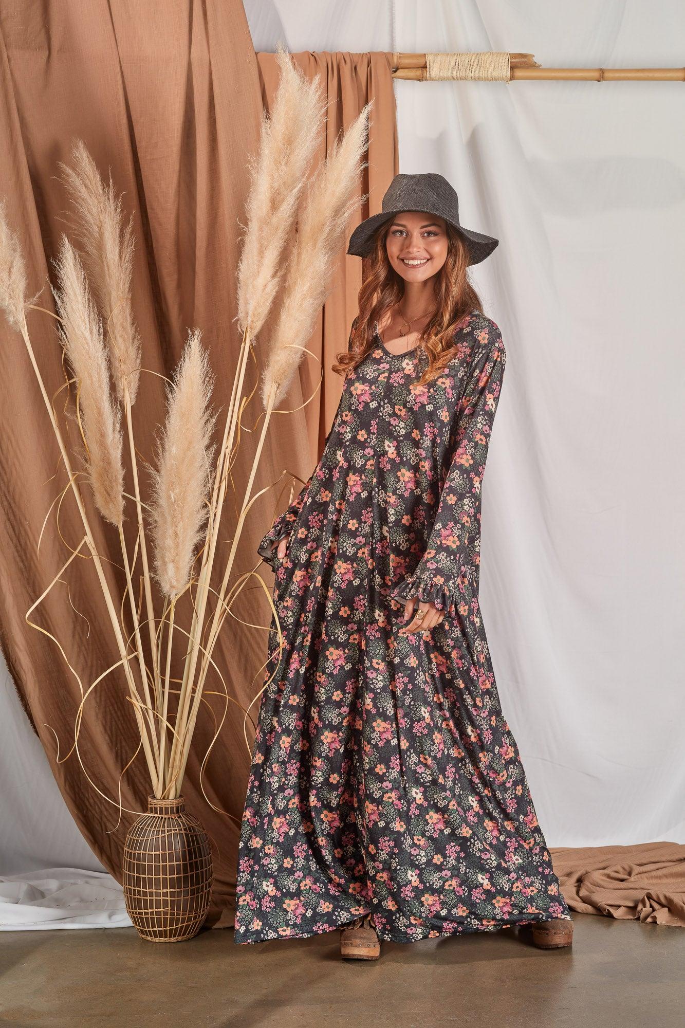 Vestido largo con estampado floral