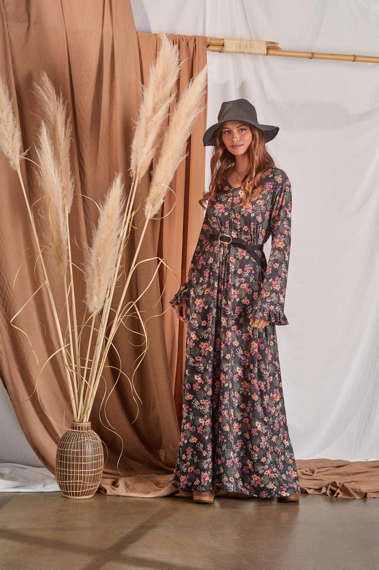 Vestido largo con estampado floral