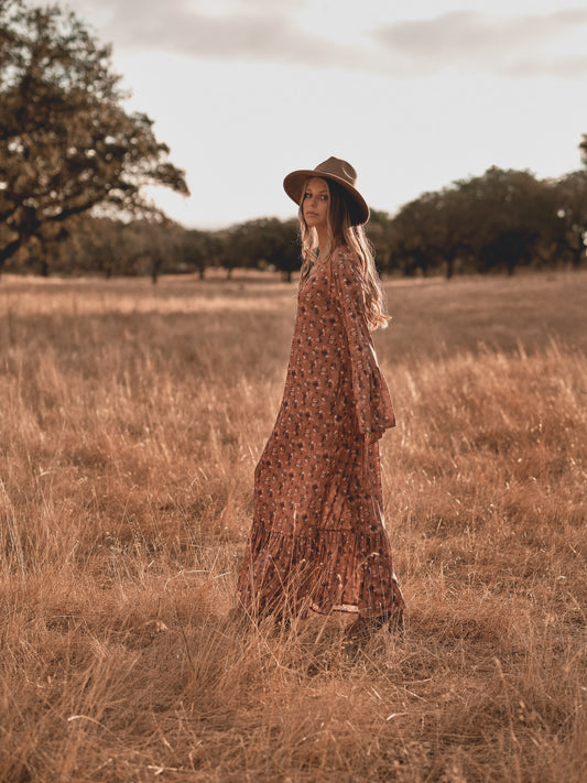 Vestido largo punto flores