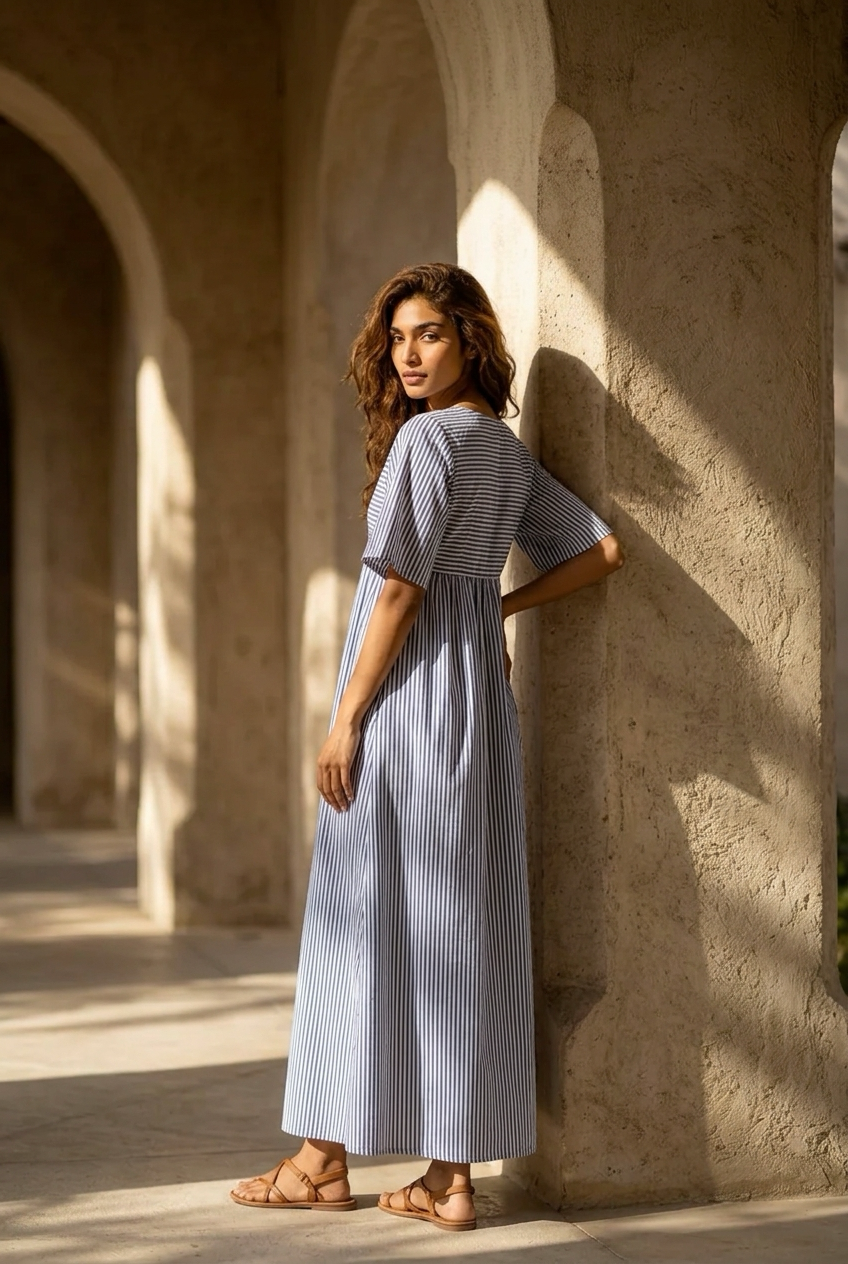Vestido largo de rayas