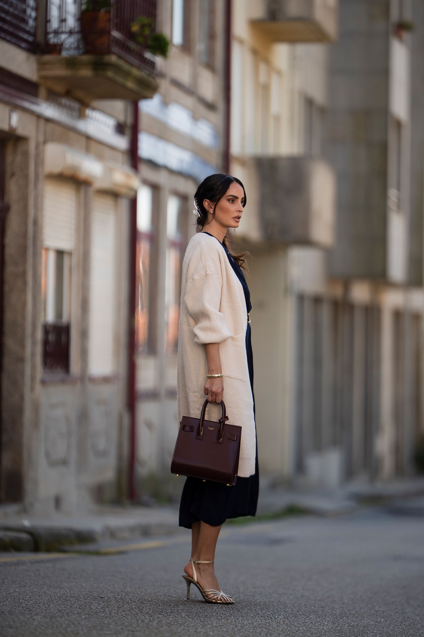 Casaco comprido em malha