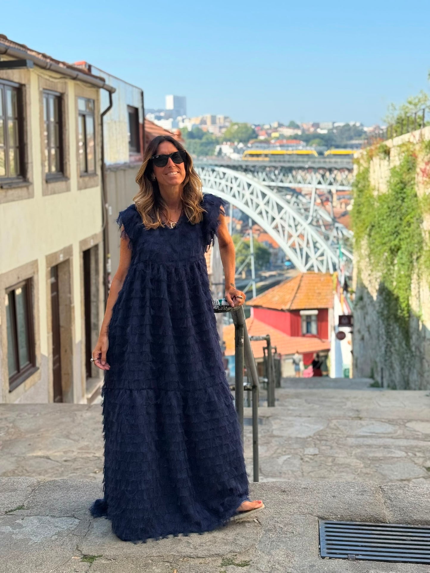 Edição limitada! Vestido comprido de cerimónia azul marinho