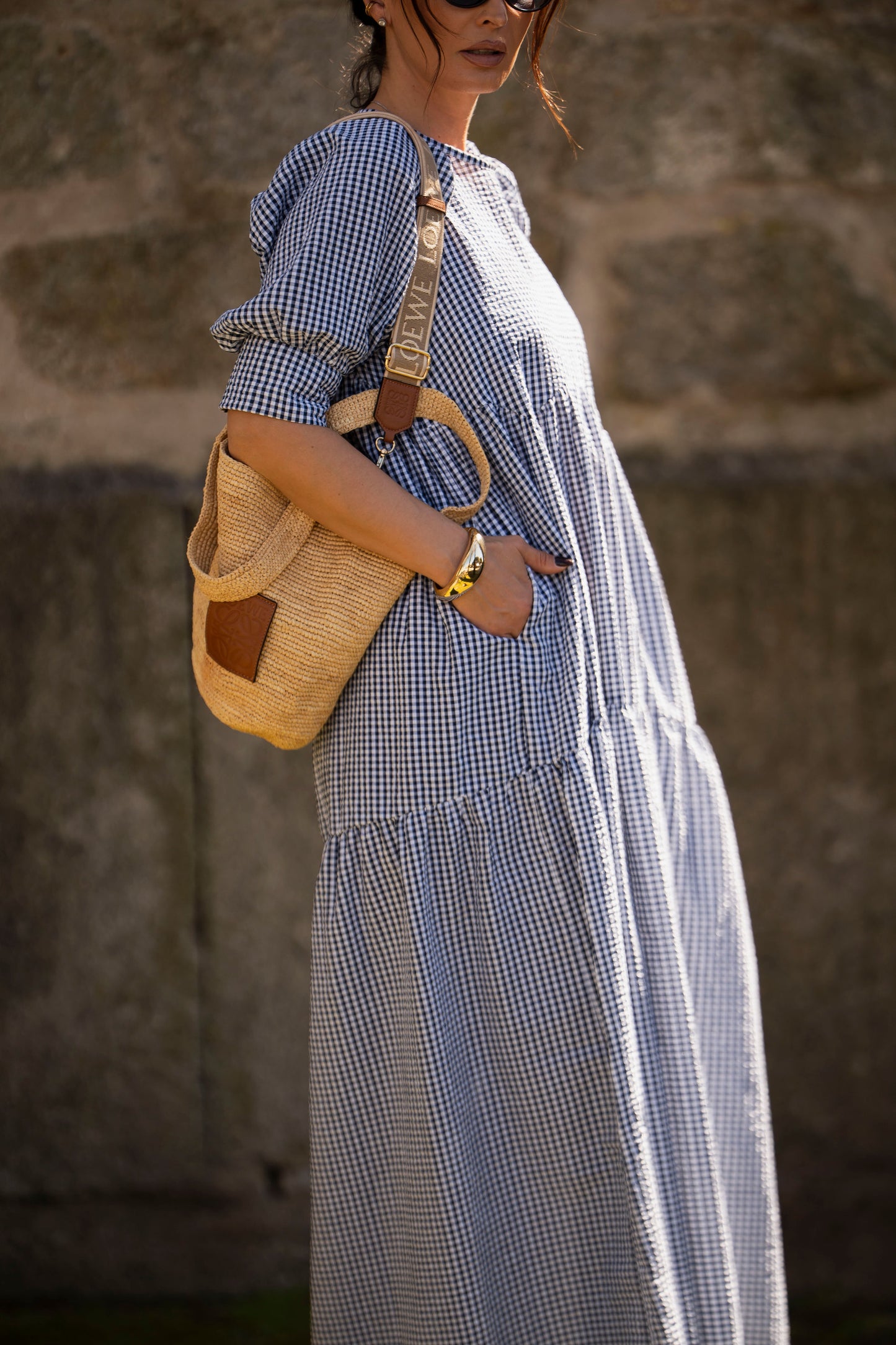 Vestido largo con volante