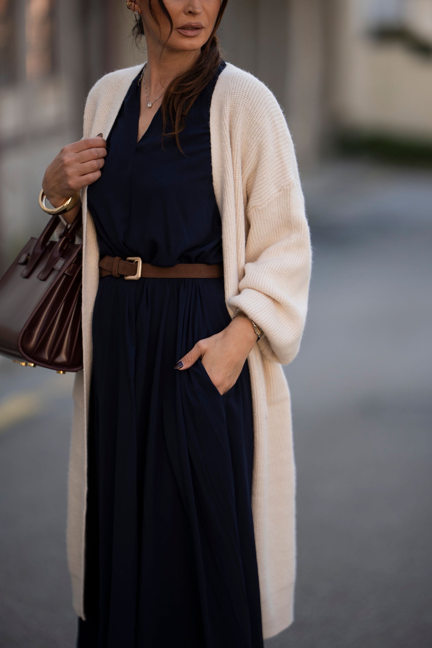 Casaco comprido em malha