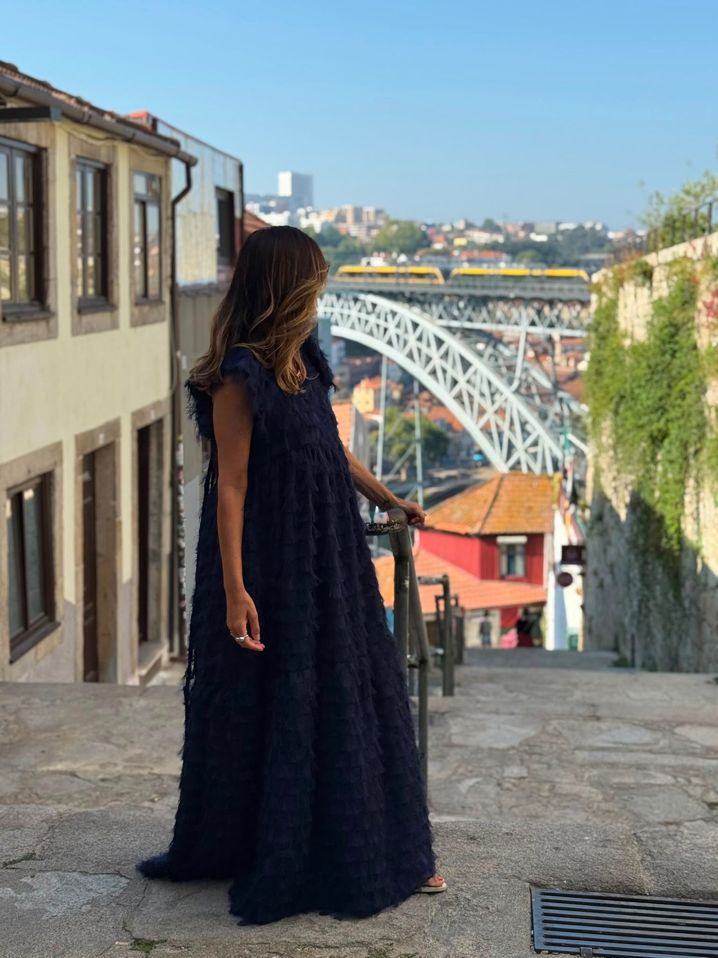 Edição limitada! Vestido comprido de cerimónia azul marinho