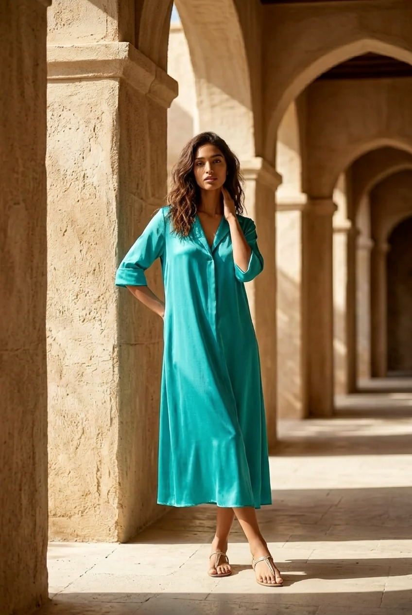 Vestido midi de viscosa