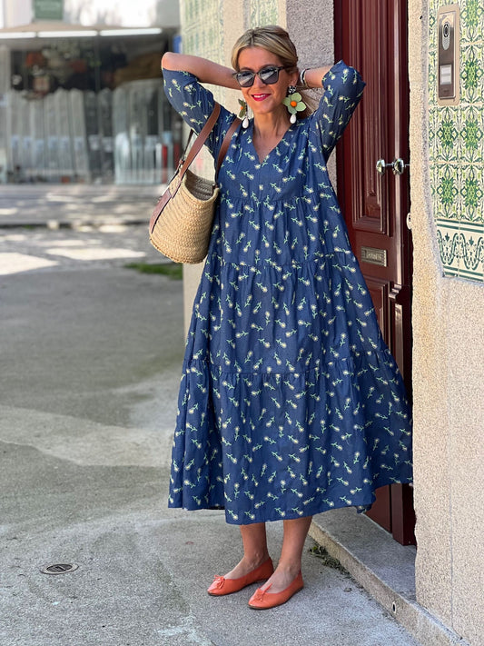 Vestido largo con volantes