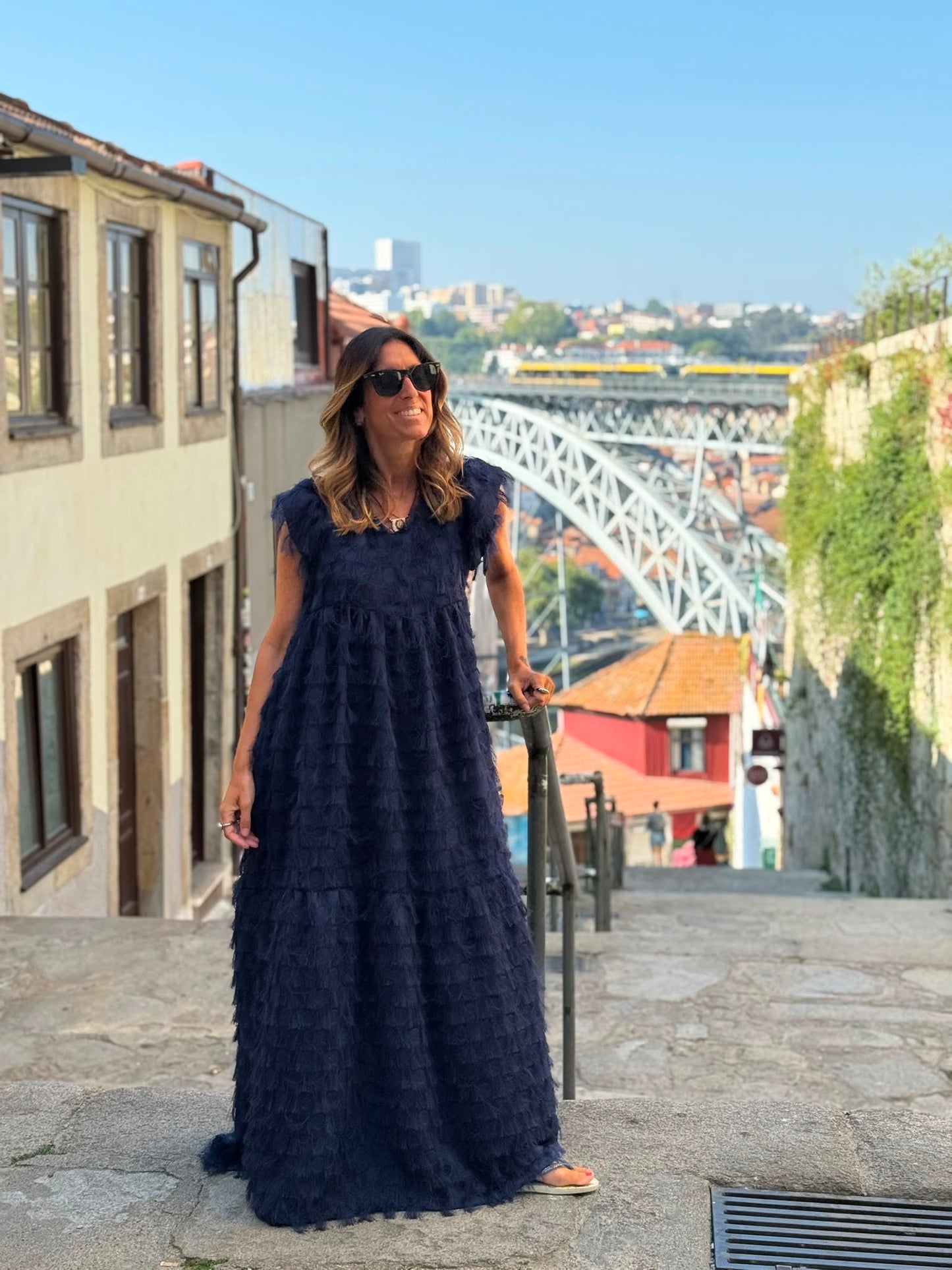 Edição limitada! Vestido comprido de cerimónia azul marinho