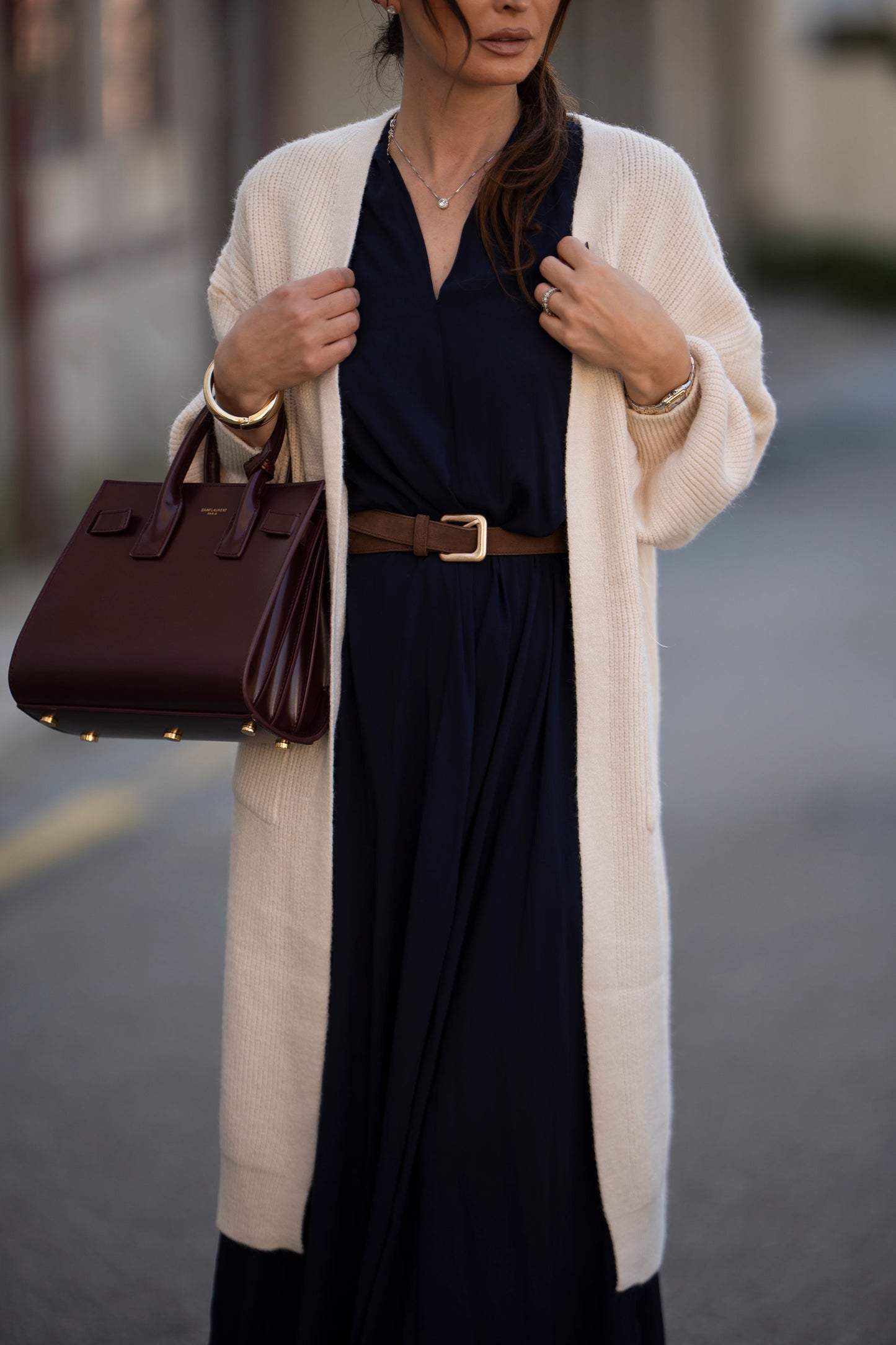 Casaco comprido em malha