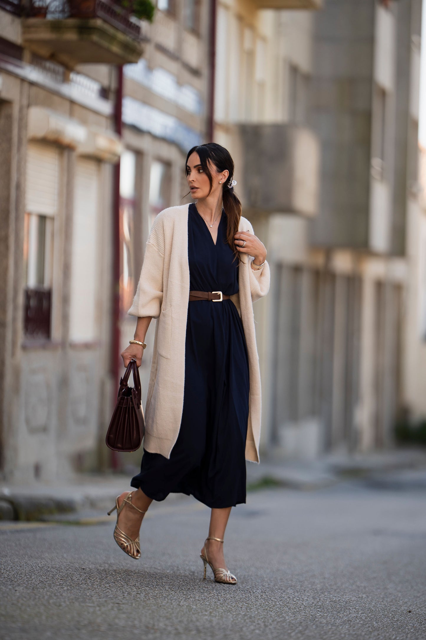 Casaco comprido em malha