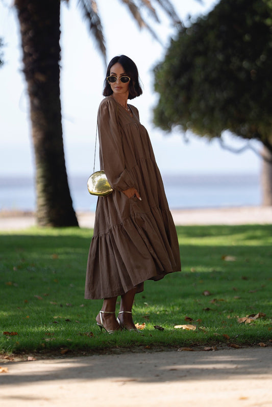 Vestido largo marrón