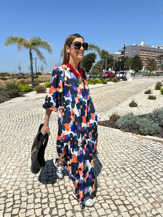 Vestido largo con volante