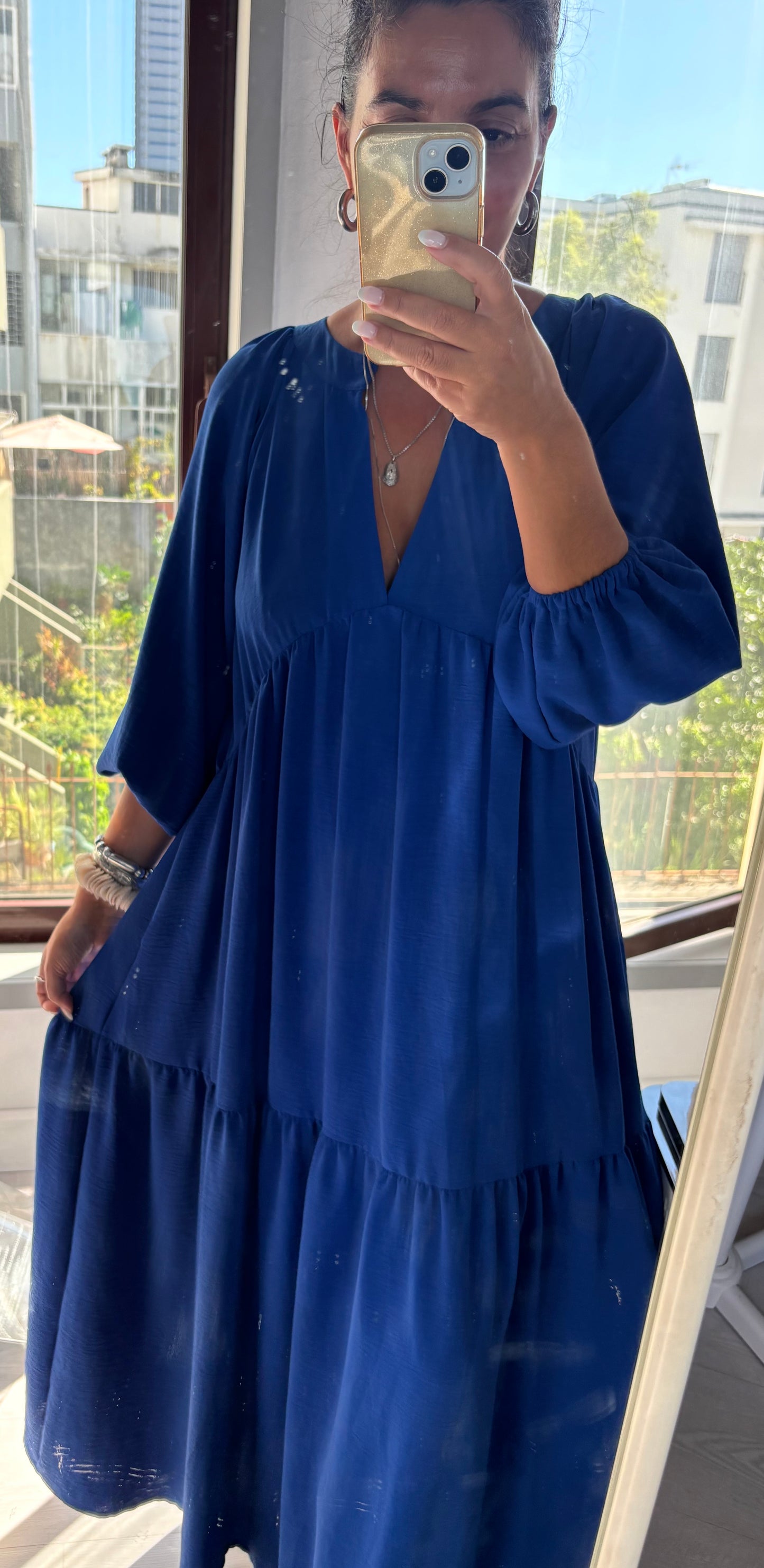 Vestido comprido azul