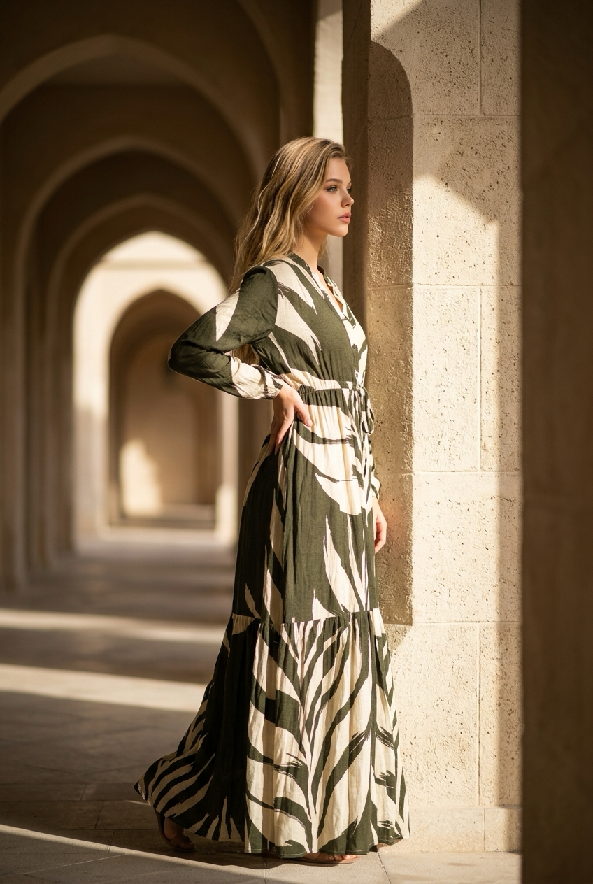 Vestido largo estampado