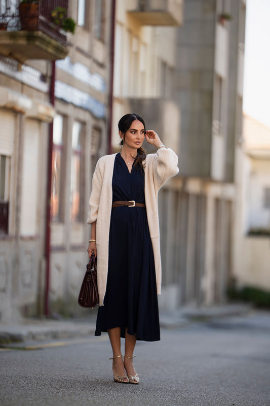 Vestido largo azul marino